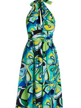 NWT Boston Proper Abstract Print Halter Fit and Flare Midi Dress
